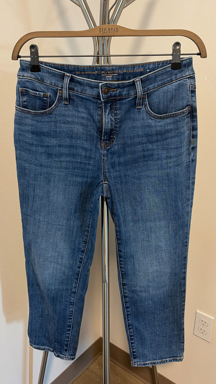 Chico's So Slimming Girlfriend Slim Leg Crop Women's Blue Jeans Size 4